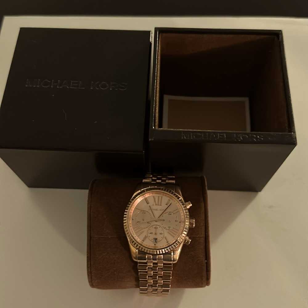 MK rose gold plated steel watch